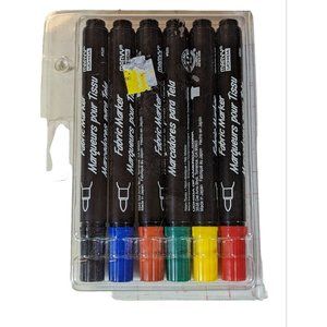Marvy Uchida PERMANENT FABRIC MARKER BOLD TIP - BRIGHT SET OF 6